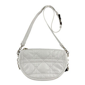 Christian Dior Vibe Hobo Shoulder Bag White Black Lambskin